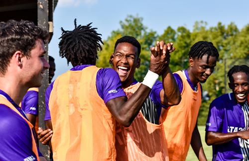 Men's Soccer team celebrate win